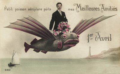 Man die op een vliegende vis rijdt door French Photographer